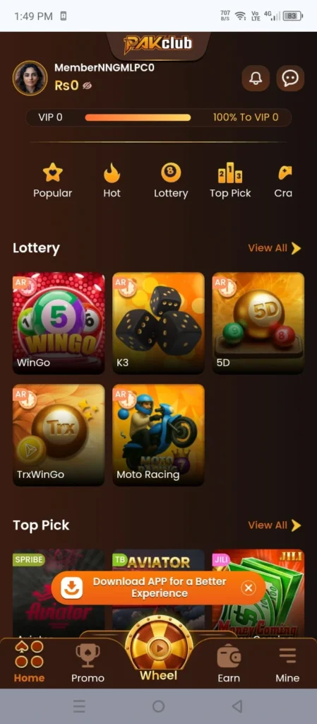 Pak Club Login